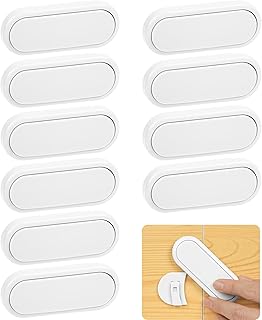 HOTUT Kindersicherung Schrank,10 Stück Baby Sicherheitsschlösser, Ohne Bohren schubladensicherung,Kindersicherung Türriegel für Schränke, Schubladen,Kühlschränke-Weiß