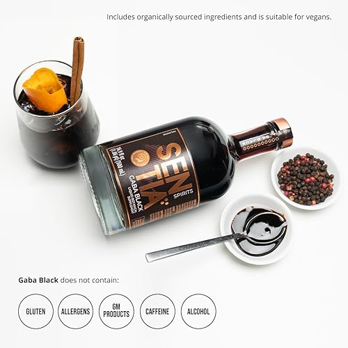 Miniatura 2 de Sentia Gaba Black, Licores Botánicos sin Alcohol, Premiados, Veganos, Sin Gluten y Libres de GM, Sabor Natural de Plantas, Sabor Ahumado y Picante,