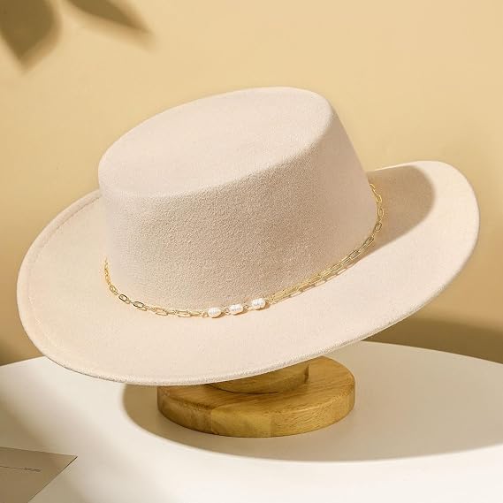 Hat Bands for Women Cowboy Hats with 14K Gold Plated Paperclip Chain Accessories for Fedora Fat Bands
