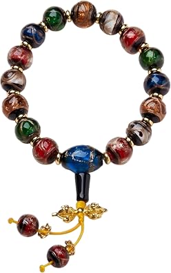 Vajra Protection Bracelet Tibetan Dorje Glass Bead Feng Shui Jewelry for Men & Women, Temple Sacred Ash Incense Charm for Positive Energy, Meditation Spiritual Gift, Adjustable Unisex Wristband