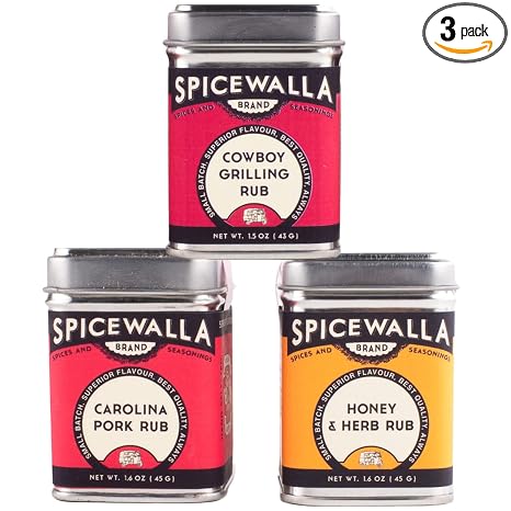 Spicewalla Grill Dry Rub 3 Pack | Carolina Pork, Cowboy Grilling, Honey Herb | for Pork, Steak, Chicken & Vegetables, BBQ Gift Set