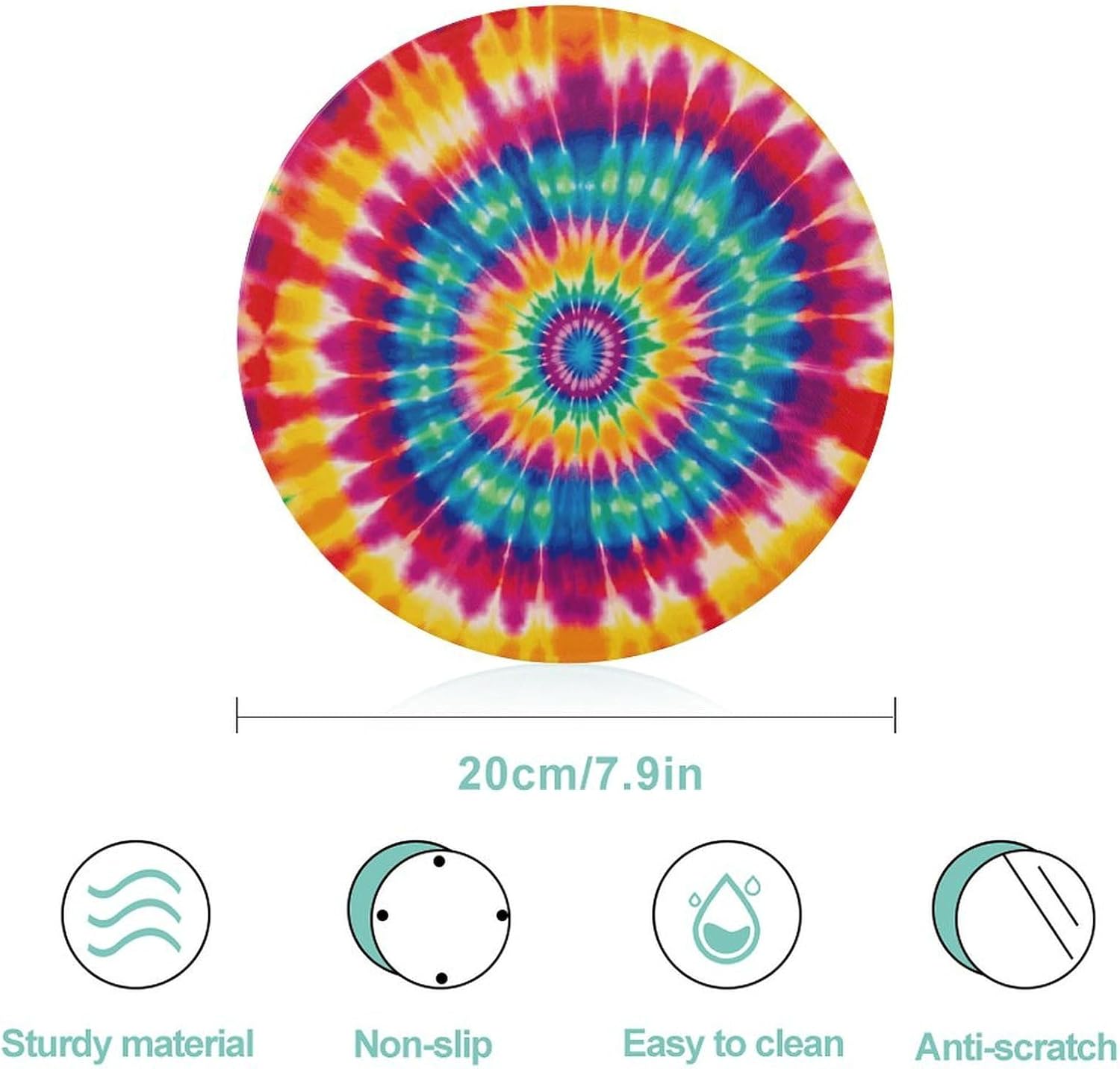 Tie Dye Pattern Chopping Block Tempered Glass Cutting Board Mats Round Countertop Cutting Boards Small Charcuterie Boards Bar Cheese Board Snack Tray