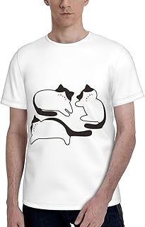 [COOLEAD] Tシャツ 八割れ猫ちゃん ハチワレ猫 ねこ 猫 (2) アニメ トップス シャツ 半袖 メンズ レディース 夏服 快適 個性 おしゃれ 漫画風プリント カップル着用 大きいサイズ プレゼント eefg300h
