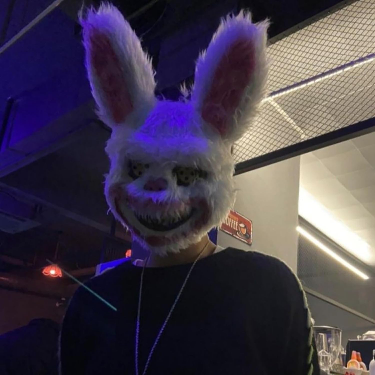 Bloody Bunny Mask Halloween Scary Women Mask, Latex Creepy Rabbit Costume Half Face Elastic Band Realistic Fur Horror Devil Cosplay Costume Mask Party Props