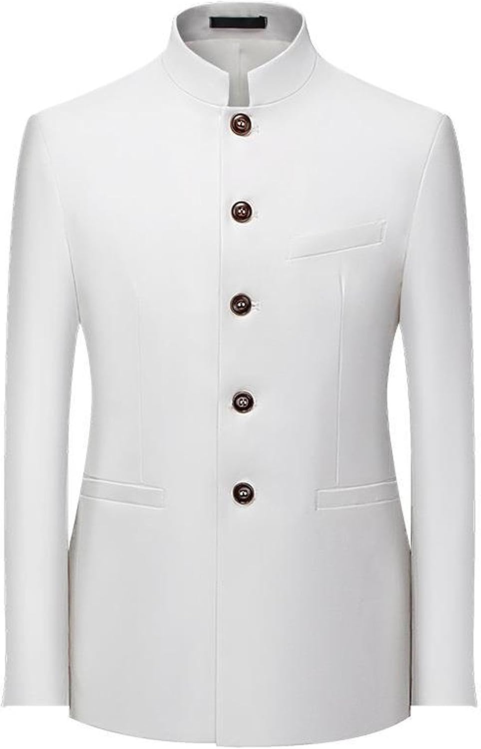 Men's Button Up Stand Collar Prom Suit Set Comfort 2 Piece Wedding Dress Suits Stylish Embroidered Blazer Pants Sets (White5,Medium)