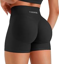 YEOREO Invisible Scrunch Butt Sports Shorts Women's 4.5 Inch Seamless Gym Shorts | High waist, tummy control, butt lifting, booty, yoga, workout, push up shorts, short sports trousers, cycling shorts