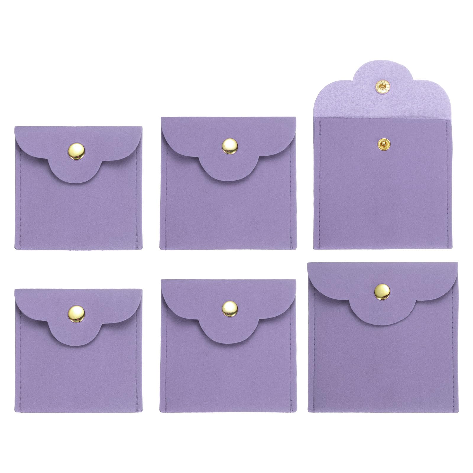sourcing map 6 Pcs Mini Jewelry Pouch, Small Microfiber Jewelry Bags Soft Package Gift Storage Bag Travel for Women Rings Necklace Bracelet, Purple