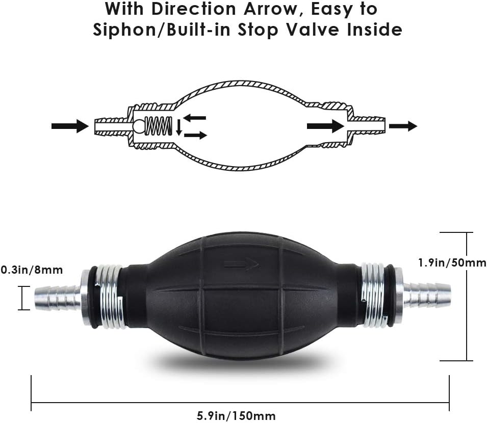 KATUMO Gasoline Siphone Hose, Gas Oil Water Fuel Transfer Siphon Pump, Portable Widely Use Hand Fuel Pump, Fuel Transfer Pump with 2 Durable PVC Hoses : Automotive