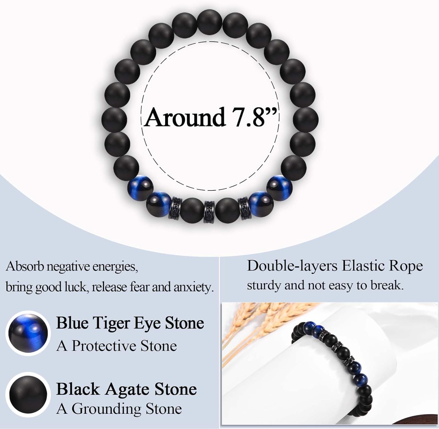 To My Son Grandson Nephew Brother Friend Dad Husband Uncle Stepdad Brother-in-Law Son-in-Law Father-in-Law Bracelet Gifts, Elastic Rope Beads Bracelet for Boys Men on Birthday Christmas Valentines Graduation Fathers Easter Basket Stuffers - Image 4