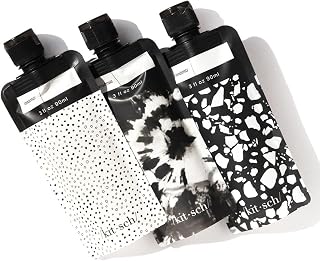 Kitsch Travel Containers - Leak Proof Refillable Squeeze Pouches | TSA Approved Travel Pouches for Toiletries & Shampoo Travel Container | Travel Liquid Container | Travel Tubes, 3oz (BlackIvory)
