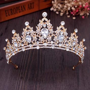 Hair Jewelry Crown Tiaras for Women Vintage Gold Princess Crowns 2020 Crystal Diadem for Bridal Hair Accessories Bride Tiaras Headbands Gold Green