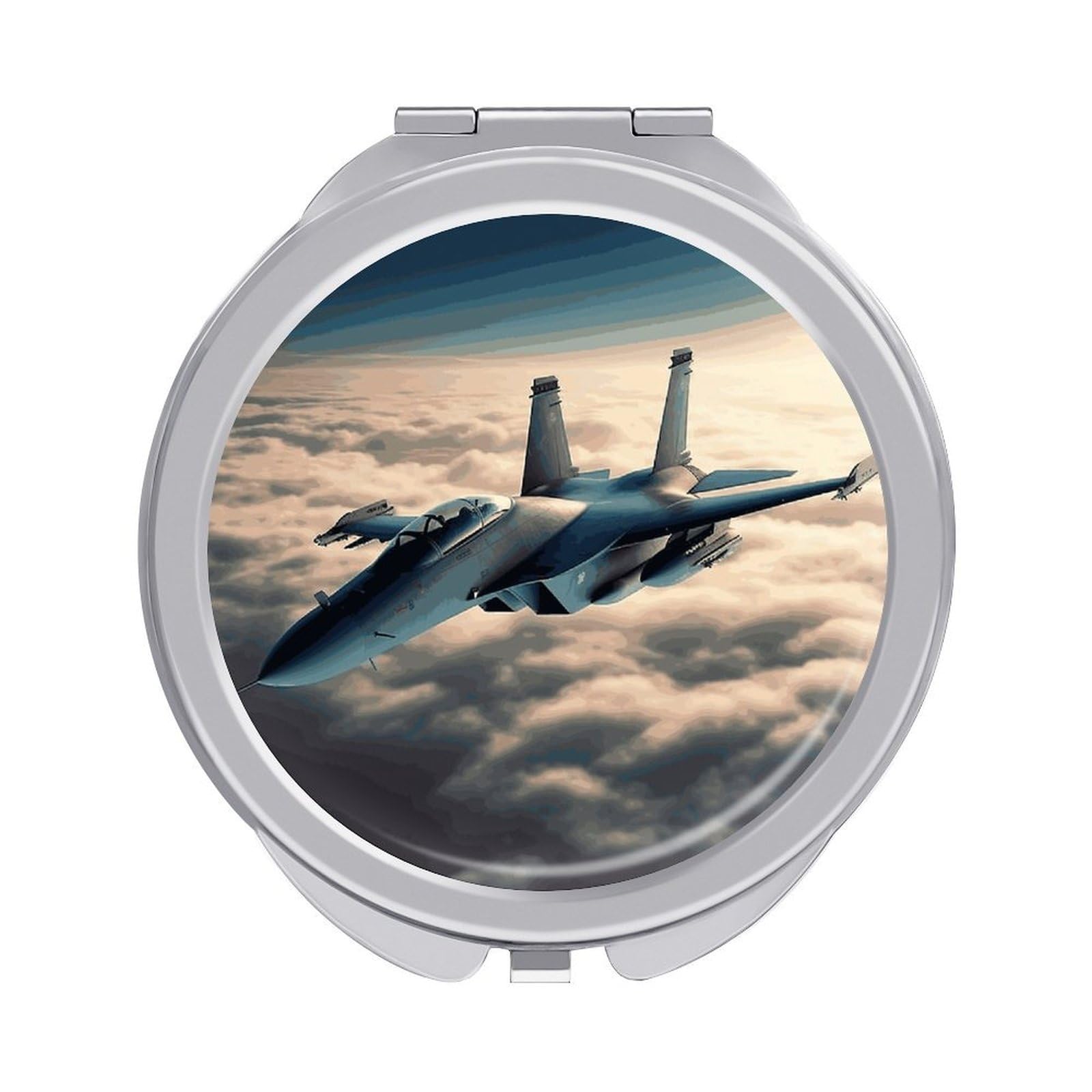 VstaDank Aircraft Fighter Jets Compact Mirror for Purses Round Fashion Travel Makeup Mirror 2X /1x Magnifying Double Sides Mini Mirrors Portable Pocket Mirrors for Handbag Purse Women Gift