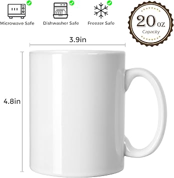 Smilatte 20 OZ Extra Large Ceramic Coffee Mug, M017 Classic Porcelain Boss Super Big Tea Cup with Handle for Office and Home, White