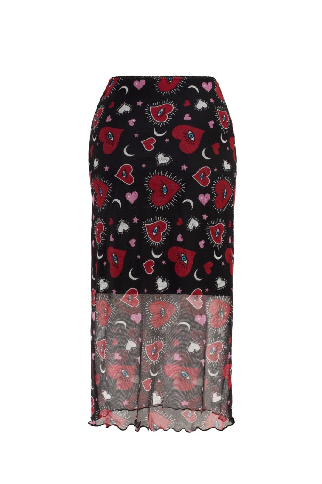 Hell Bunny Kate Heart Mesh Skirt Blk