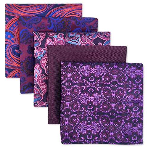 S&W SHLAX&WING Conjunto de lenços quadrados de bolso de seda masculina sortidos 5 peças 12