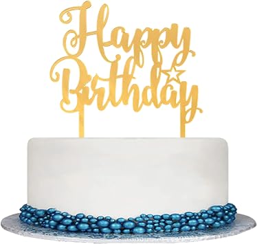Happy Birthday Cake Topper Mirror Gold Acrylic Birthday Party Decorations