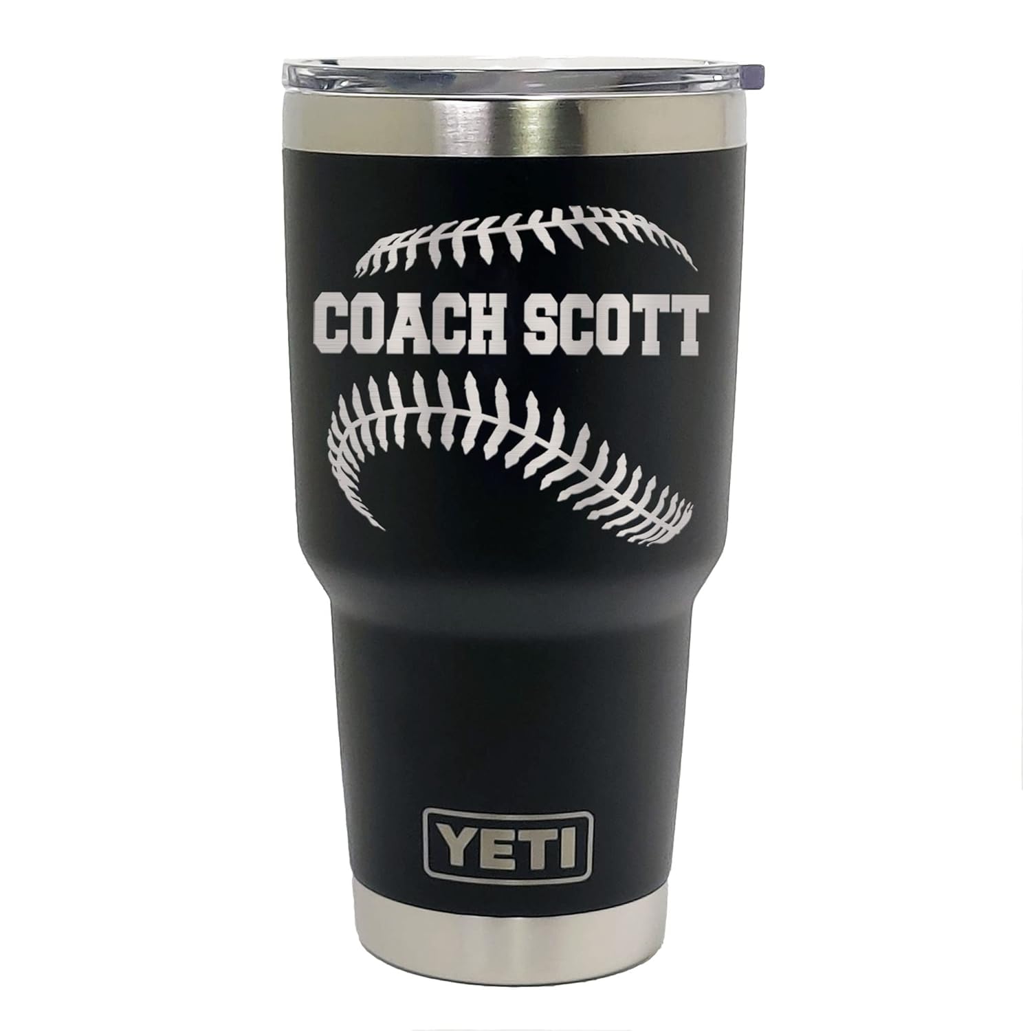 Personalized BASEBALL or SOFTBALL Coach or Player Gift. Laser Engraved Tumblers, Bottles, and Can Colsters - Available in Black, White, and Navy colors