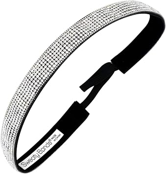 Sweaty Bands No-Slip Velvet-Lined Headband, Bling Girls Best Friend Silver