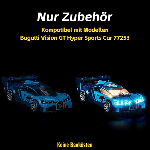 Set di luci a LED compatibile con Lego 77253 Bugatti Vision GT Hyper Sports Car (nessun modello), set di illuminazione decorativa compatibile con Lego Bugatti Vision GT Hyper Sports Car Blocchi - 3