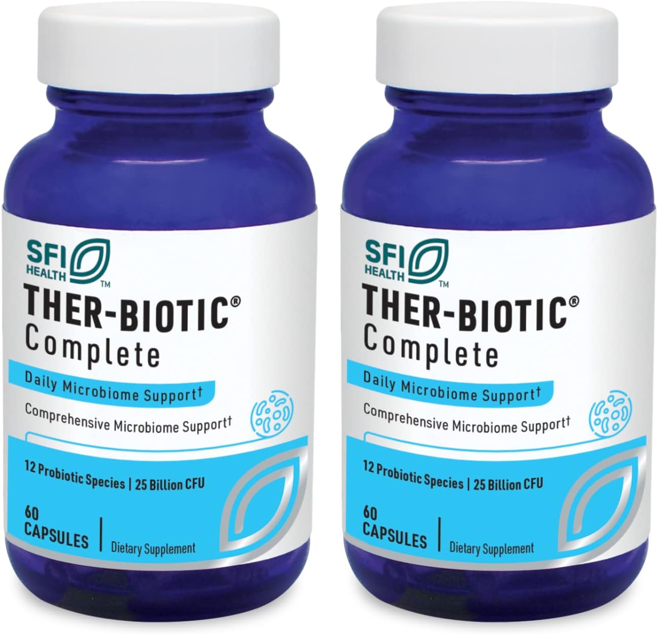 Klaire Labs Ther-Biotic Complete – Probiotic Supplement with 25 Billion CFU – Hypoallergenic Probiotics for Men + Women – Digestive, Gut Health + Immune Support – Dairy-Free (60 Caps / 2 Pack)