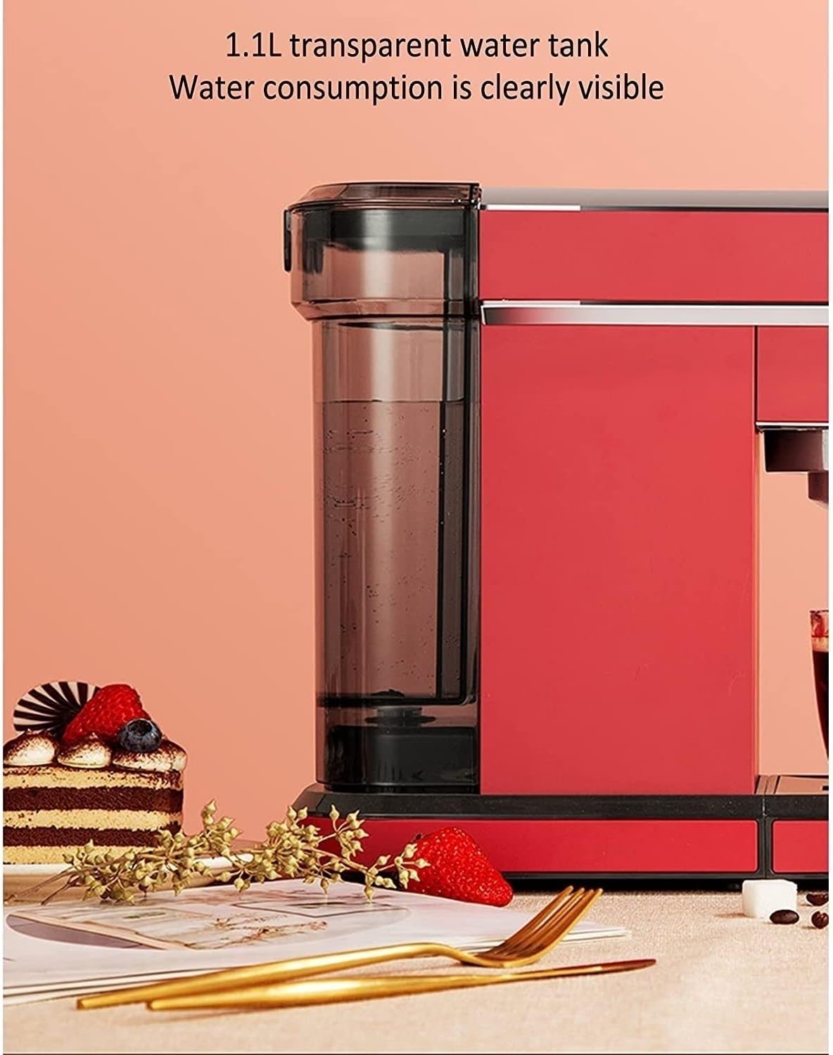Semi-Automatic Espresso Machine 15 Bar Espresso Maker 1.1L Coffee Maker with Milk Frother Steamer Wand Stainless Steel Espresso Machine for Home