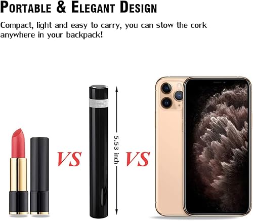 Miniatura 18 de Mini juego de abridor de vino Bomba de presión de aire de bolsillo portátil de viaje con aireador, cortador de papel de aluminio y tapón al vacío