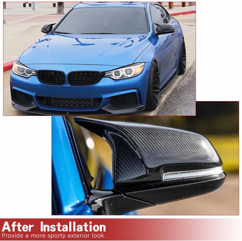 Side Mirror Cover for BMW F30/F31 320i 328i 335i 2013-2017 & F34 GT 328i 330i 335i 340i 2012-2017 Carbon Fiber 1:1 Replacement Mirror Cover Cap CF Rearview