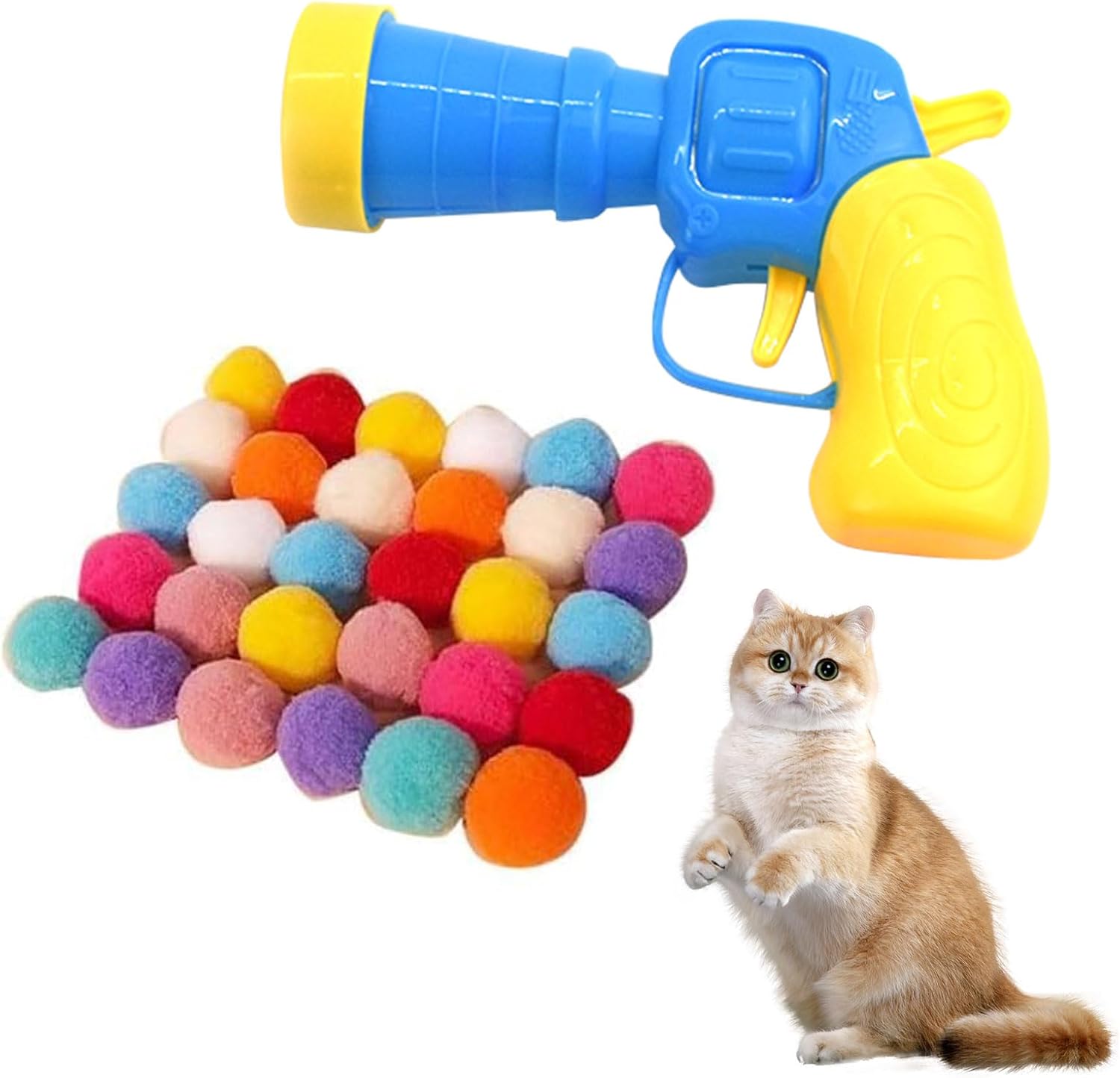 Cat Toy Balls Launcher Toy Set, Indoor Interactive Cat Toys with 50 Cat