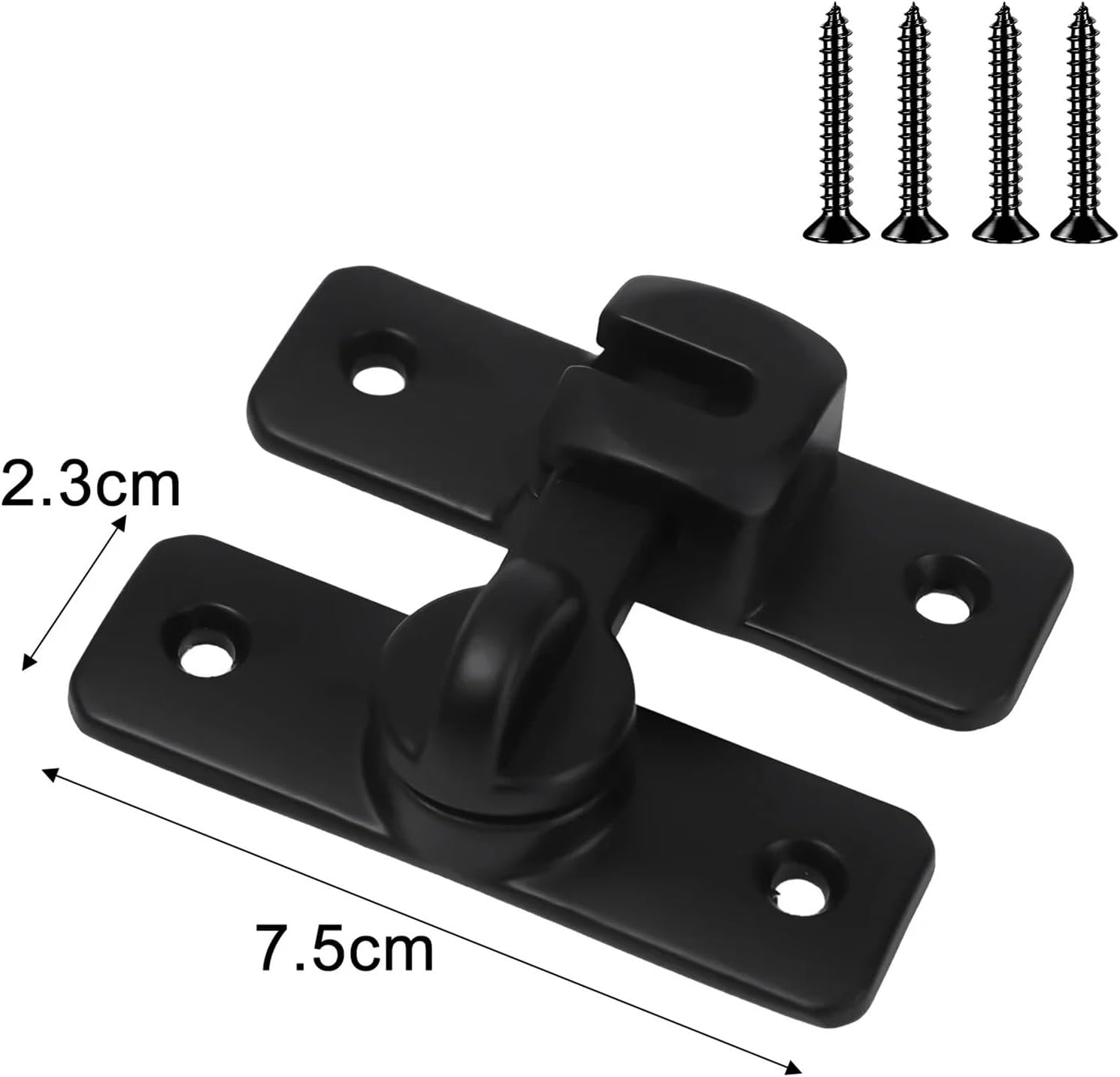 4/1set Stainless Steel Hook Latch Window Drawers Cabinet Locks 90 Degree Barn Door Latch Bolt Hook Sliding Gate Buckles Hardware(Black,1set)