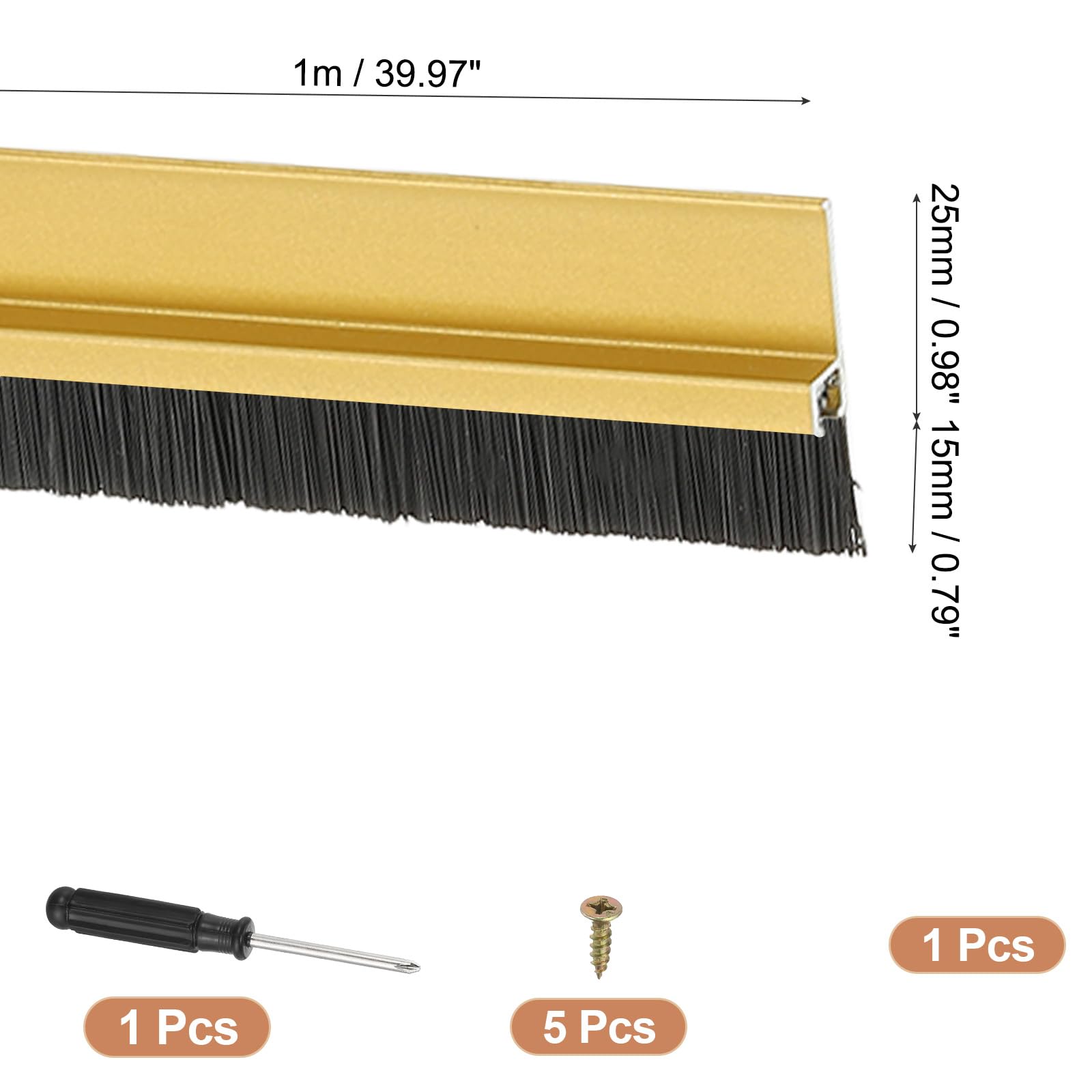 PATIKIL Door Brush Sweeps 0.59" Bristles x 47.24" Long - Image 2