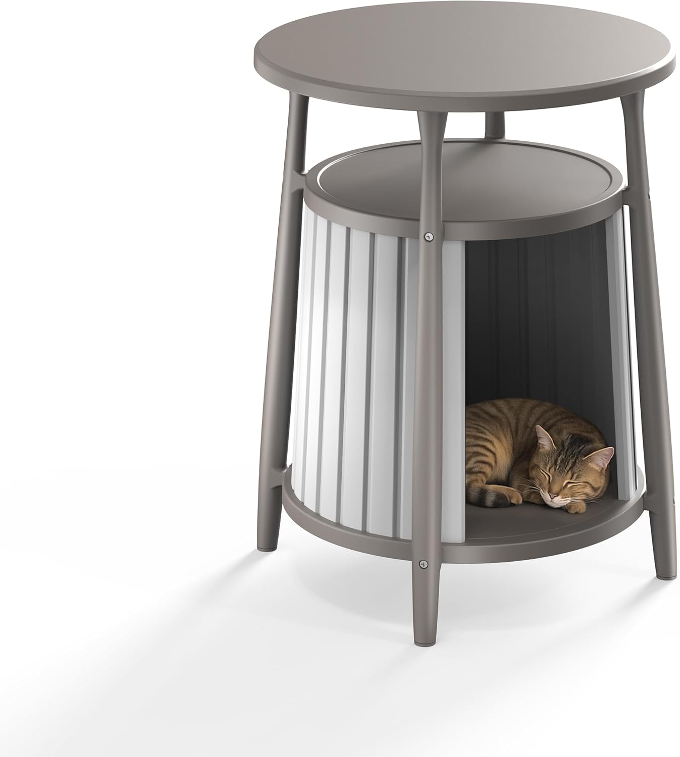 DRATO Outdoor Cat House, Resin Weatherproof Enclosed Litter Box Furniture with Hidden Litter Space for Indoor/Outdoor Use