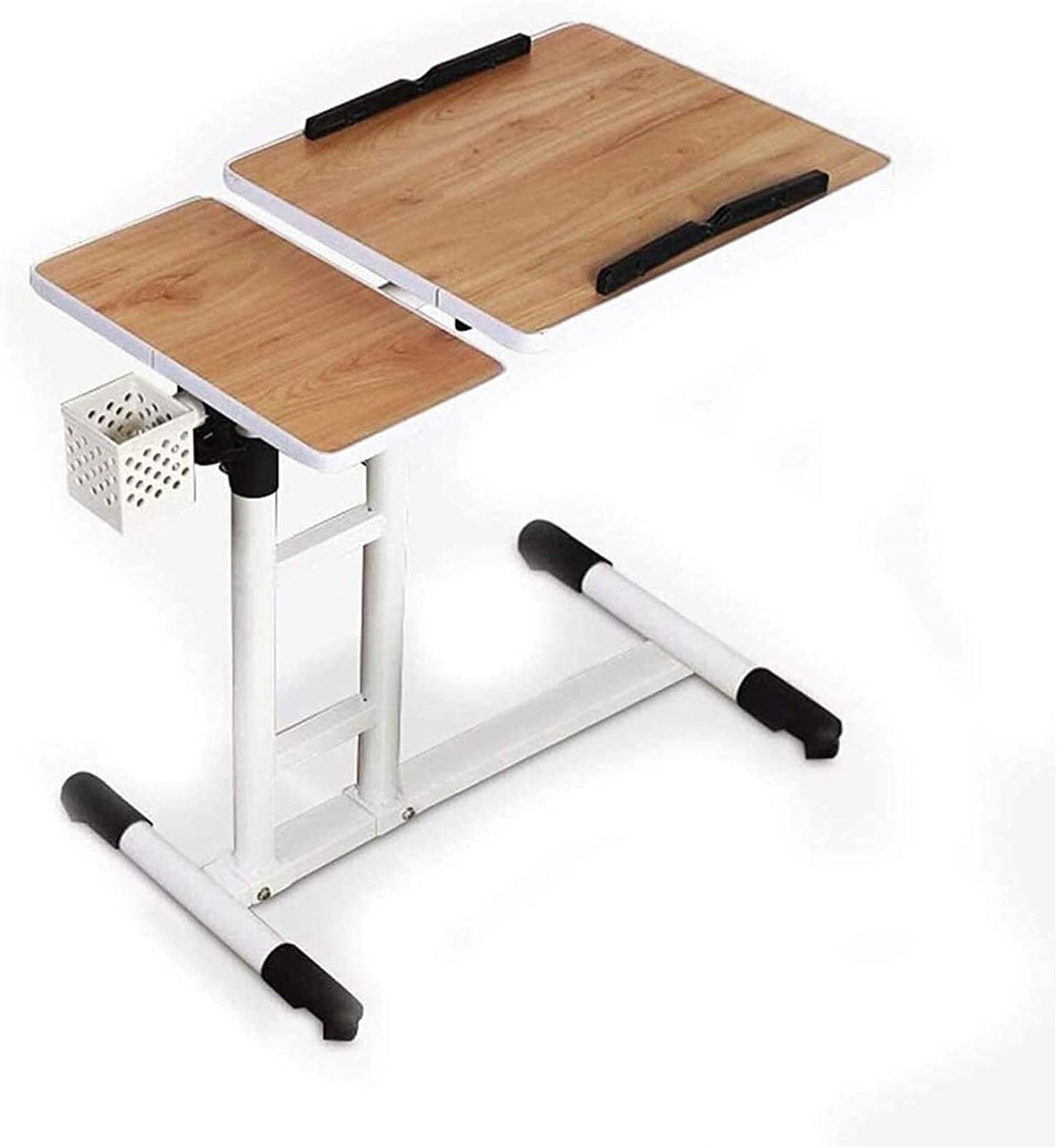 LJYT Movable Table,Sofa Side Table Rotating Mobile End Table, Adjustable Desks Laptop Desk Bedside Table, Lazy Tray Bed Side Table, Multi-Functional Study Desk, Lifting and Moving (Color : White)
