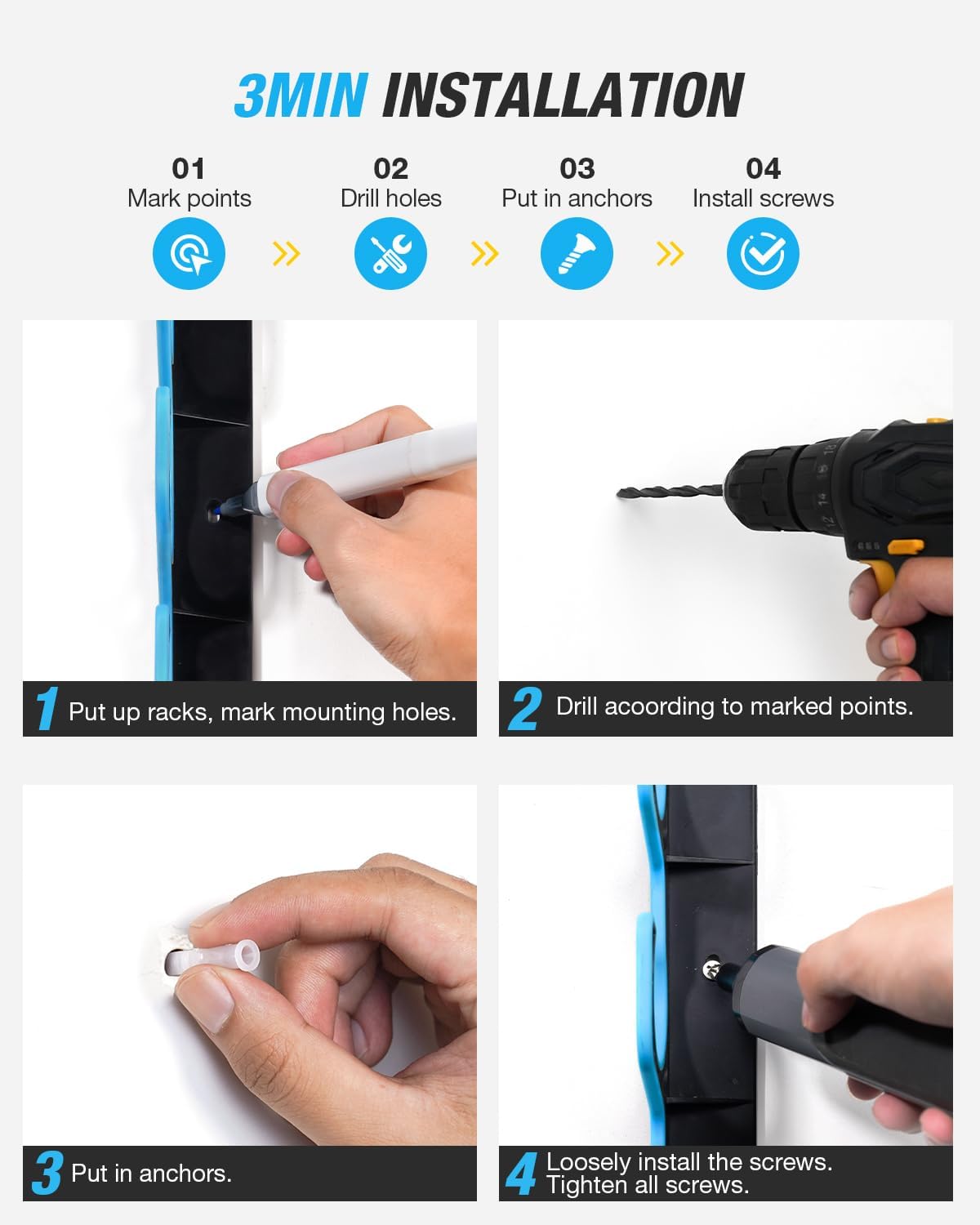 Ghosthorn Fishing Rod Holders for Garage Fishing Pole Holders Ceiling or Wall Mounted Fishing Rod Rack garage Storage Organizer Fishing Gear Equipment for Men Women (Blue, 4 Packs)