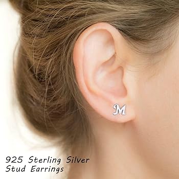 TINGN Orecchini A Perno In Argento 925 Con Iniziale A-Z – Gioielli Ipoallergenici Per Donne E Ragazze Con Orecchie Sensibili - 2