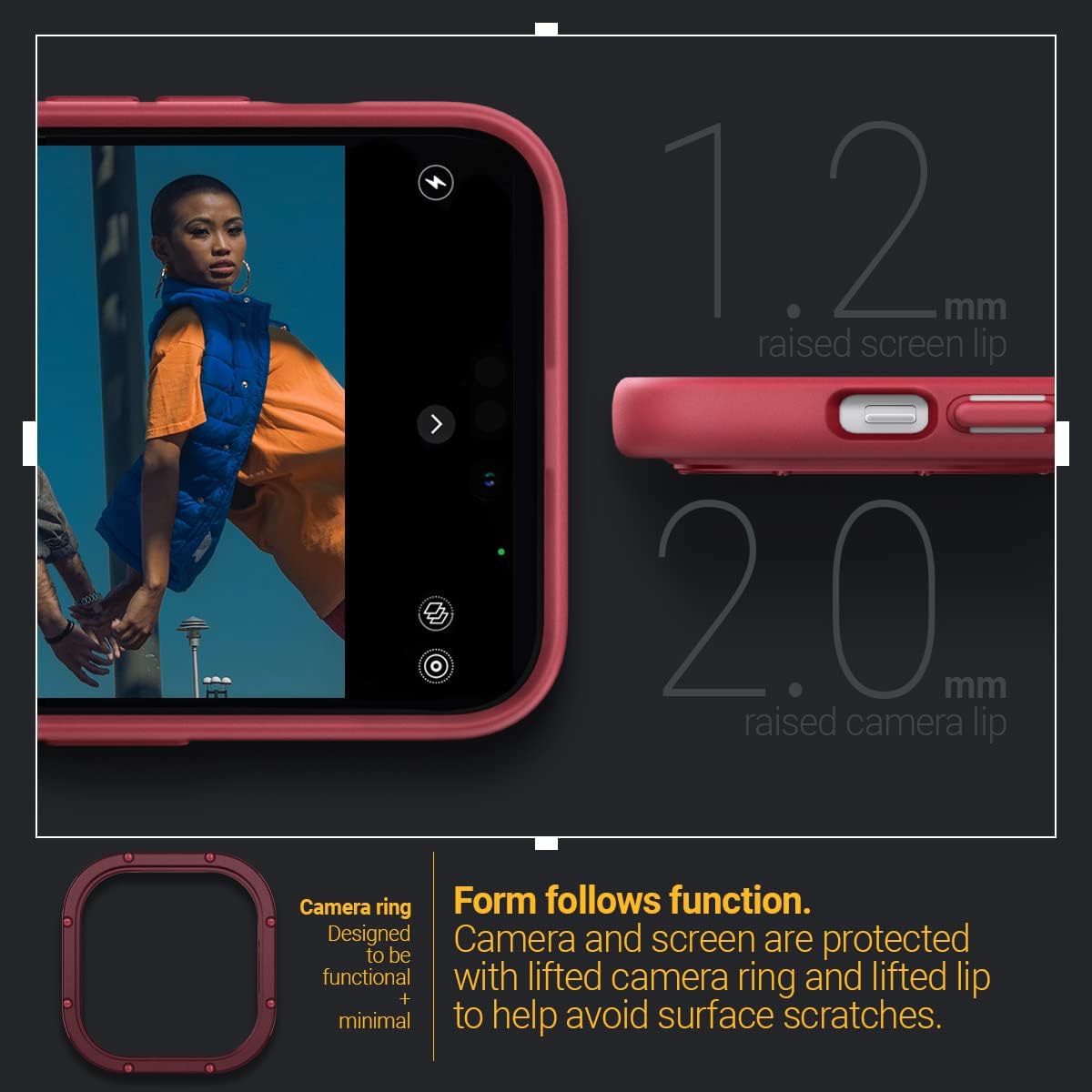 Caseology Skyfall Clear Case Compatible with iPhone 14 Pro Max Case 5G (2022) - Apple Red