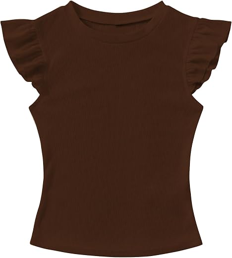 KERI PERRY Tops for Women Crop Top for Women's Tank Activewear Tee Sports Casual Round Neck Flutter Sleeves Cotton Camisole