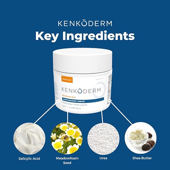 Kenkoderm Psoriasis Moisturizing Cream & Multivitamin Skin Care Bundle, Moisturizing Cream with Salicylic Acid, 10 oz & Multivitamin with Omega 3 & Vitamin D, Immune Support Supplement, 120 Capsules