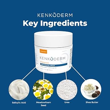 Kenkoderm Psoriasis Moisturizing Cream & Multivitamin Skin Care Bundle, Moisturizing Cream with Salicylic Acid, 10 oz & Multivitamin with Omega 3 & Vitamin D, Immune Support Supplement, 120 Capsules