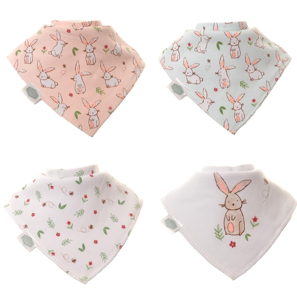 Ziggle Bunnies - Bandana Dribble Bibs - Cotton Front Baby Bibs Newborn To 24 Months - Newborn Gifts - Baby Bibs For Comfortable Kids