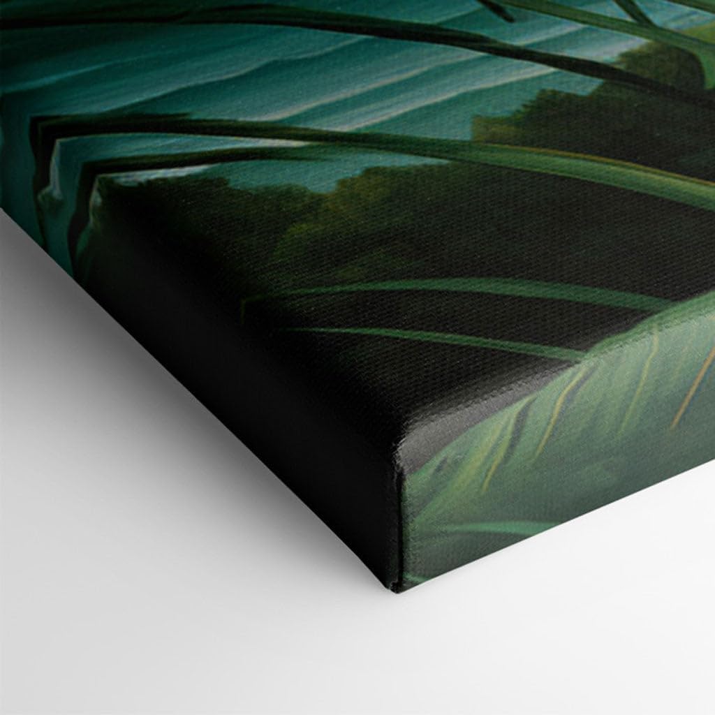 Canvas for Living room. Tropical Serenity Meets Impending Storm: A Vivid Interplay of Color and Mood in Art, 27 x 18 inch Canvas Wall Art - Contemporary Masterpieces - Botanical Home Decor