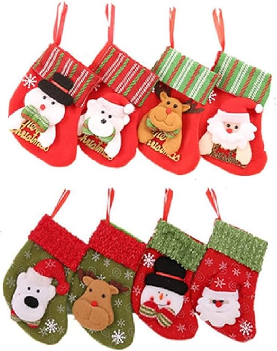 Amazon Co Jp Qalabka クリスマス靴下 8枚セット 3d立体 サンタクロース 雪だるま 熊 トナカイ 靴下 プレゼント用 サンタブーツ ソックス ツリー飾り プレゼント袋 ギフトバッグ 飾り付け 可愛い お菓子 キャンディなど入れ 新年祝い 壁掛け 装飾 おもちゃ