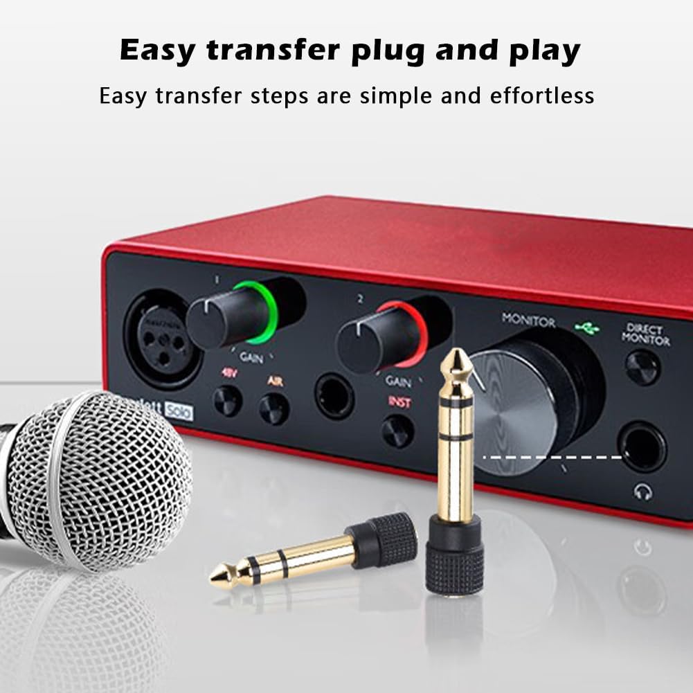4pcs 6.5mm to 3.5mm Female Stereo Audio Jack Adapter,Headphone Adapter Audio Converter for Aux Cable,Guitar Amplifier,Bass,Earphone,Headset,Digital Piano,Keyboard,Mixer