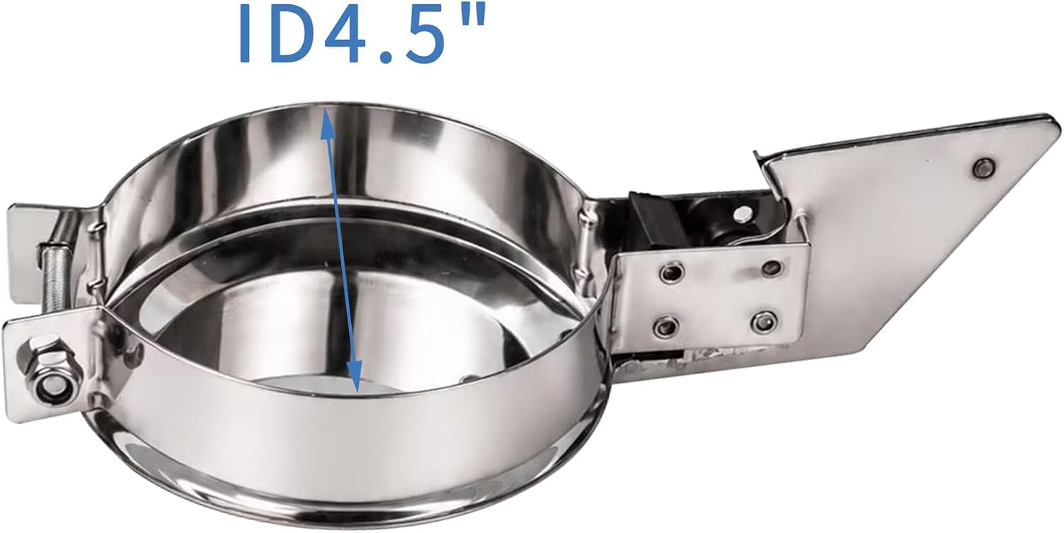 4.5 Inch Exhaust Pipe Rain Cap,T304 Stainless Steel,Heavy Duty Flip Top Stack Cap, Universal Fit for Truck & Tractor Straight Stack Exhaust, 4 1/2" ID Exhaust Flapper