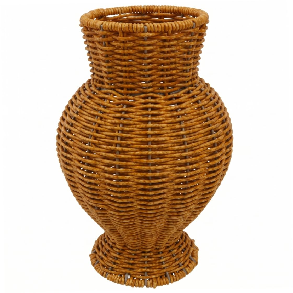 Uanqfegy Woven Vase, 10 Inch Decorative Rattan Vase, Exquisite Faux Wicker for Flowers Living Room Entryway, Light Brown