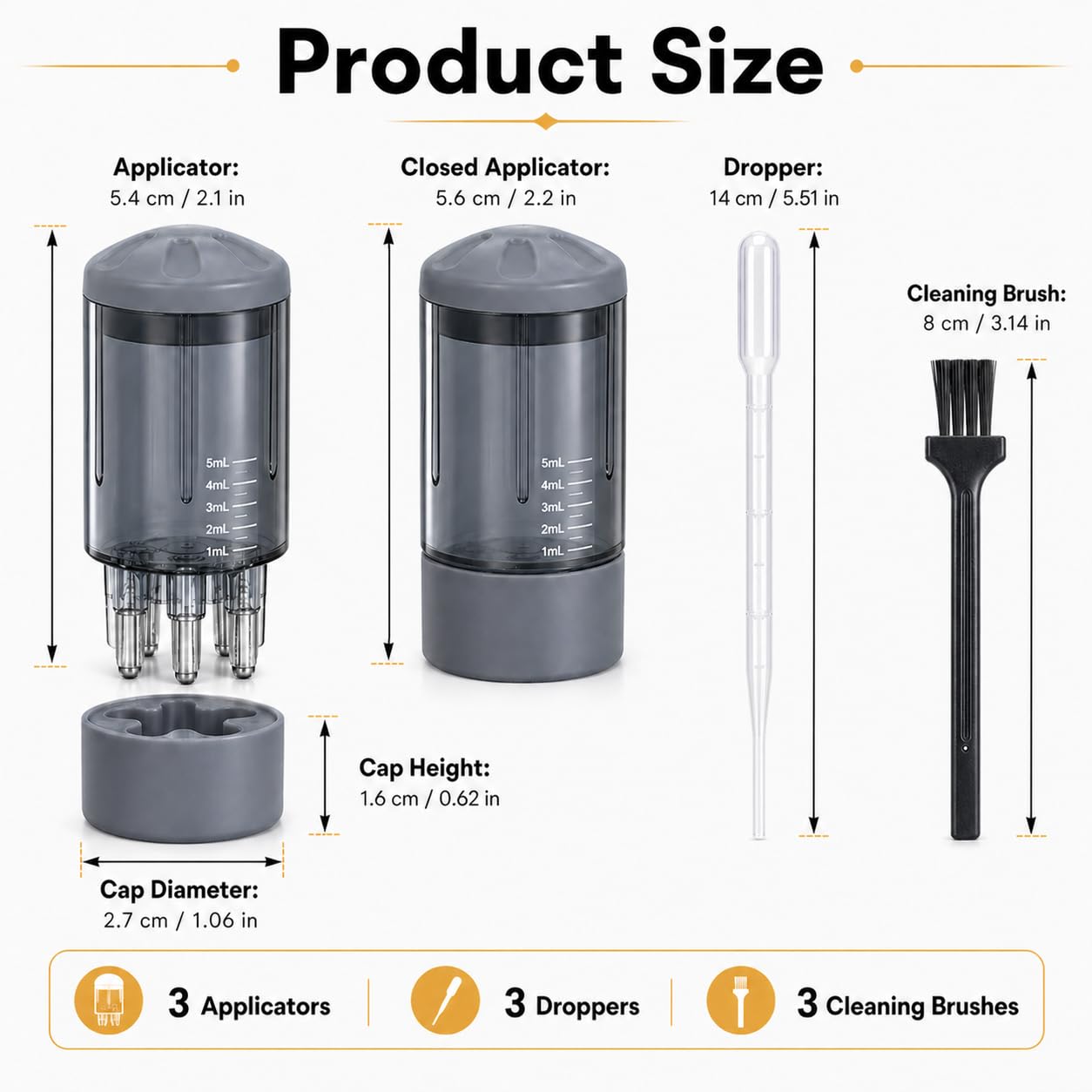 3 Pack Minoxidil Applicator, Scalp Oil & Hair Oil Applicator Set, 5 Spouts Mess-Free Waste-Free Scalp Applicator Bottle for Fast Efficient Application, Ideal for Hair Care Enthusiasts