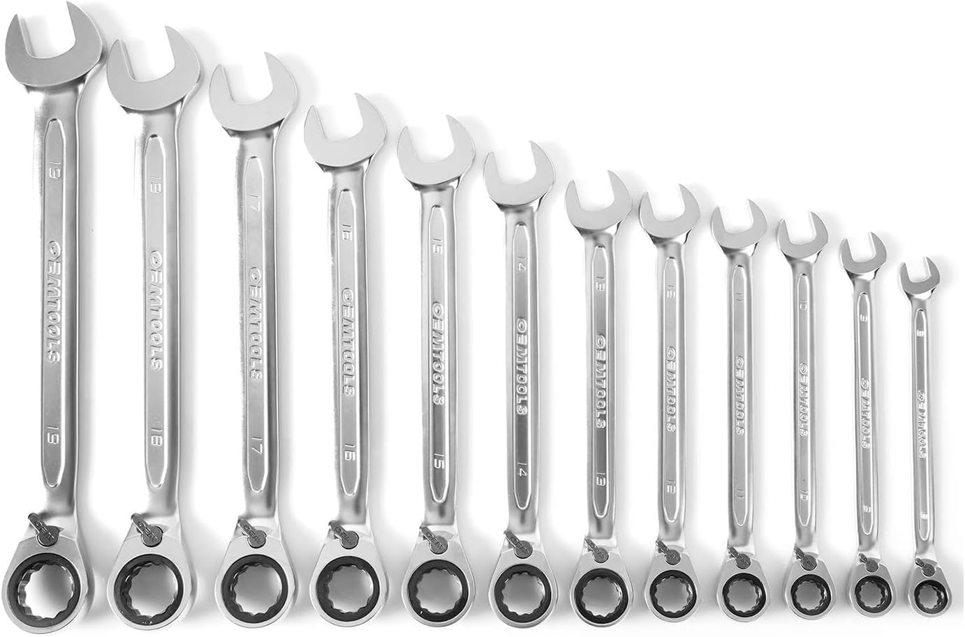 OEMTOOLS 23988 12PC Reversible Metric Ratcheting Wrench Set, Posi-Grip Ratchet Wrench Set, Metric Wrench Set 8-19 mm, Cr-V Ratchet Wrenches, EVA Storage Case Wrench Organizer