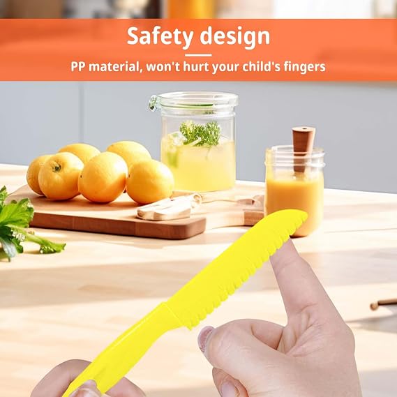 Plastic Reusable Kids Safety Knife Set for Chopping for Kitchen, 10PCS