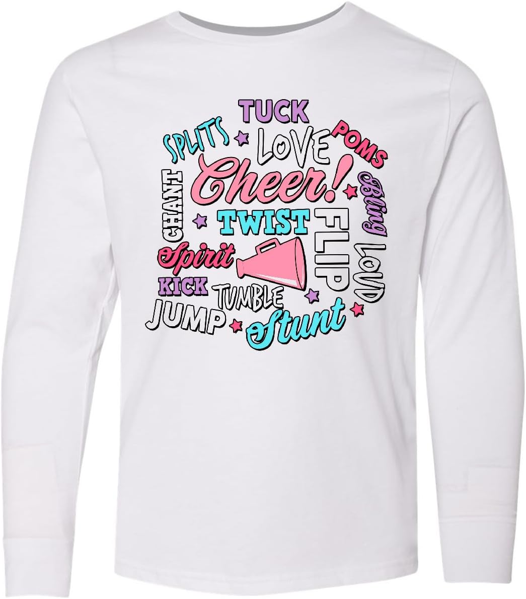 inktastic Cheer Word Salad with Megaphone and Stars Youth Long Sleeve T-Shirt