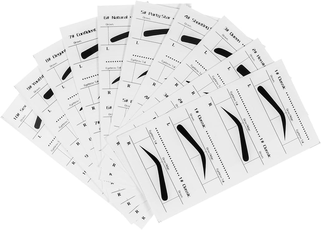 10Pcs Eye Brow Stencil Eyebrow Stencils Adhesive Eye Brow Shaping Stickers Makeup Beauty Tools for DIY Grooming