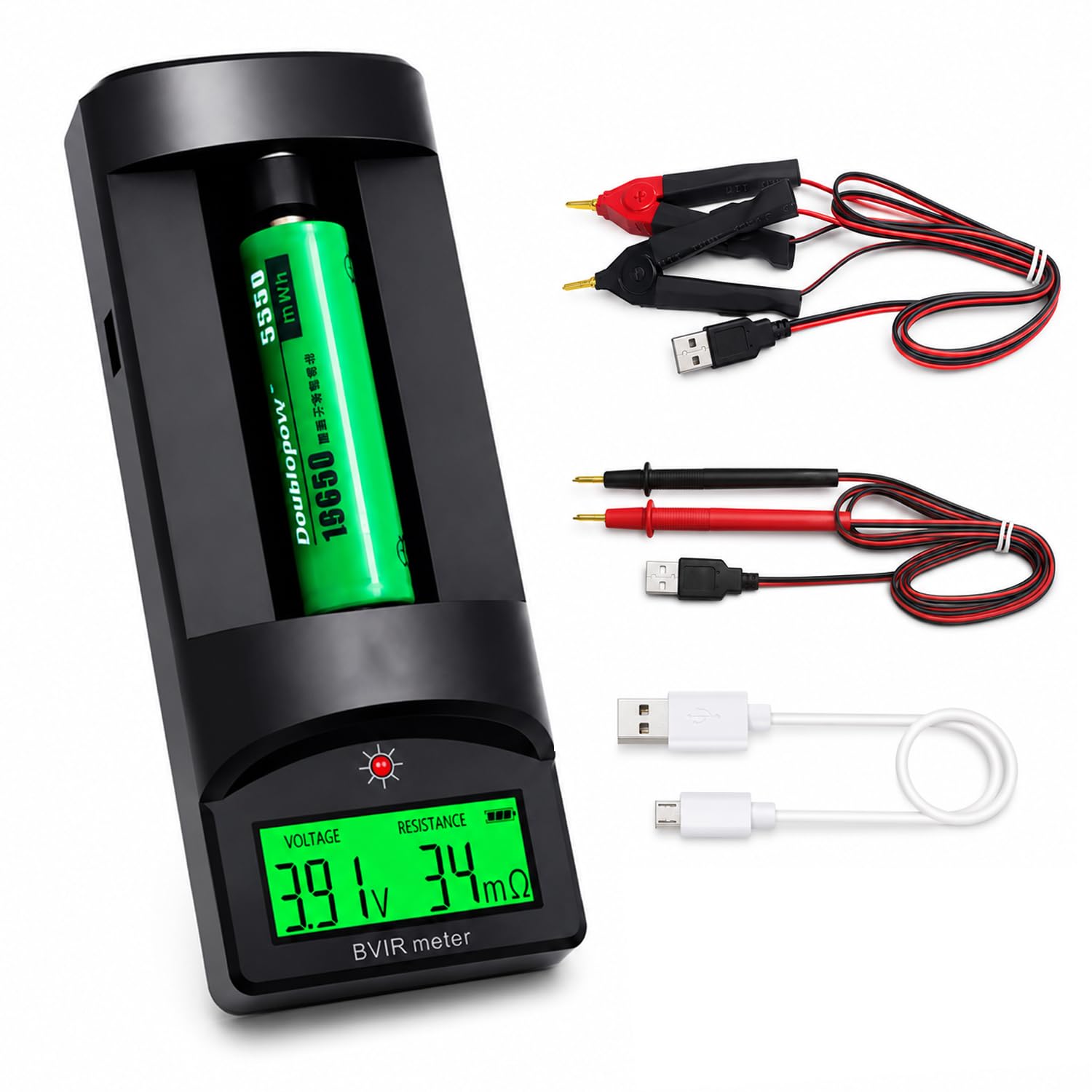 Treedix Battery Voltage & Internal Resistance Tester with LCD for 18650 AA AAA